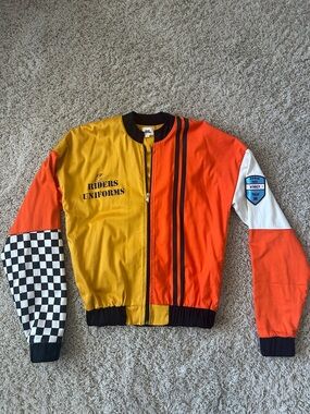 Bandy Button Colorblock Racing Jacket - Yellow & Orange Size 12/13